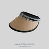 Sombrero de Paja Abierto con Letras de Comercio Exterior Transfronterizo para Mujer, Sombrero de Sol de Playa Versátil Casual de Verano con Protección UV Negra
