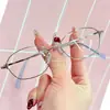 Óculos de Leitura Artísticos Estilo Coreano para Mulheres, Anti-Luz Azul, Aparência Jovem, Armação de Metal Atacado, Armação Pequena, Óculos para Presbiopia Ultra-Claros