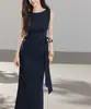 Elegante y con Estilo Vestido de Algodón y Lino con Lazo en la Cintura para Mujer, Versátil para el Trabajo y el Uso Casual