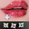 Trébol de Cuatro Hojas Cuadrado Brillante Aleación de Cobre y Titanio Acero de Titanio Piercing Labial Piercing Hueso de la Oreja Joyería de Piercing Transfronteriza Europea y Americana