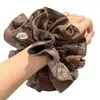 Goma para el pelo de tela de doble capa con estampado elegante estilo coreano para mujer, Sujetador de cola de caballo de alta gama, Goma para el pelo voluminizadora, Accesorio para el pelo, Flor para el pelo