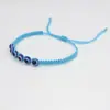 Pulsera Trenzada de Hilo de Jade Ojo de Diablo de Resina Europea y Americana Nudo Plano Cruzado Pulsera de Ojo Azul Retro de la Suerte