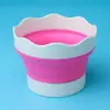 Cubo Plegable al por Mayor con Compartimentos para Pintura Artística Lavador de Bolígrafos Portátil Cubo Lavador de Bolígrafos de Silicona Pigmento Gouache Acuarela