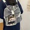Mochila com cordão de grande capacidade, mochila estilo JK para o campus, mochila estilosa e fofa, mochila transparente para estudantes, para meninas