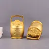 Cubo dorado "Fortuna Diaria" de latón macizo, decoración dorada vintage para el hogar, mascota de té de escritorio, adorno artesanal