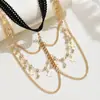 YUE Joias Europeias e Americanas Transfronteiriças Corrente de Strass Estrela de Cinco Pontas Corrente de Perna Multicamadas com Franjas Direto do Fabricante H0041
