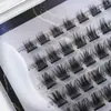 Pestañas Segmentadas Transfronterizas, Pestañas Individuales de Racimo Gruesas y Rizadas con Tallo Fino Negro, Pestañas Postizas Adhesivas de Tira Negra Sin Pegamento