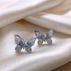 Brincos de borboleta de cristal azul degradê Brincos Femininos Pequenos e Requintados Design de Nicho Brincos Elegantes de Luxo de Alta Qualidade