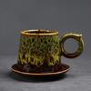 Taza de Café con Platillo Cambio de Horno Taza de Cerámica Creativa para Latte Taza de Flor Vintage para Té de la Tarde Taza de Oreja Colgante