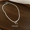 Collar de Perlas con Lazo Estilo Coreano, Cadena para Clavícula de Lujo Ligero Nicho de Gama Alta, Estilo Súper de Hada, Elegante y Chic para Mujer