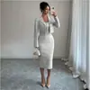 2026 Europeu e Americano Amazon Estilo Chanel Rosa Elegante Slim-Fit Casual Roupa do Dia a Dia Longo Conjunto