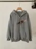 Sudadera Gruesa con Capucha de Terciopelo Estilo Coreano Suelta para Mujer Chaqueta de Invierno con Cremallera de Manga Larga Moderna 5530