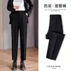 Pantalones de traje negros para mujer primavera y otoño 2024 rectos de cintura alta caídos ajustados talla grande de nueve casual tubo de humo delgados