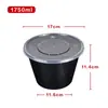 Caja de Almuerzo Desechable Caja de Embalaje de Plástico Negro Engrosado Caja de Almuerzo para Llevar Comida Rápida Tazón Redondo para Sopa con Tapa Venta al por Mayor