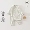 Mono de algodón puro clase A para bebé recién nacido de otoño, mameluco de algodón de colores de manga larga para niños y niñas de 0 a 6 meses, ropa interior base para dormir