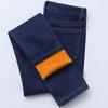 Jeans de Algodón de Color Sólido de Cintura Alta para Mujer, Pantalones de Forro Polar Gruesos para Invierno Ligeramente Elásticos Ajustados al Cuerpo Venta al por Mayor Retro