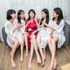 Robe Matinal Feminino Grupo Noiva Madrinha Casamento Casamento Namorada Acompanhando Cerimônia Vermelho Camisola Roupão Pijama Longo de Alta Qualidade