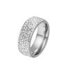 Venta caliente europea y americana anillo de titanio de acero para hombre con diamantes de estrella no se decolora incrustado a mano cinco filas de diamantes al por mayor de fábrica