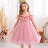 Vestido de Princesa Gaze Fofa Menina Pequena Apresentação de Dança Aniversário Recepção Meninas de Alto Padrão Apresentação de Piano Vestido Formal