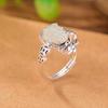 Un Ciervo Plata Esterlina S925 Jade Hetian Jade Agua Soleada Retro Hacer Viejo Guofeng Anillo Moneda Pupi Anillo Chino Nuevo