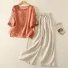 Elegante Blusa de Gasa de Mamá para Verano, de Moda Este Año, Camiseta Estampada de Manga Tres Cuartos Estilo Nacional de Verano para Mujeres de Mediana Edad y Mayores