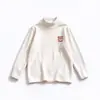 Camiseta Essencial de Uniforme Escolar com Gola Meia-Alta para Meninos e Meninas, Roupa Íntima Quente com Gola Meia-Alta, Lã para Outono/Inverno, Peça Única, para Crianças Maiores