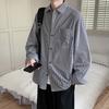 Outono de 2024 novo estilo coreano ins literário pequeno fresco solto camisa de manga comprida masculina camisa listrada mercadoria da loja