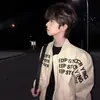 Chaqueta de Béisbol Americana con Estampado de Letras para Hombre, Silueta de Primavera y Otoño, Hip-Hop de Calle, Chaqueta de Piloto Elegante de Alta Gama