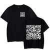 T-shirt de Algodão Tamanho Europeu Transfronteiriça Interessante com Código QR Fu You Camiseta com Código QR Gola Redonda Manga Curta para Homens e Mulheres Hip-Hop