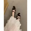 Aumento Interno Estilo Retrô para Noite Sapato com Strass Uma Tira Pelo Feminino Estilo Outono e Inverno com Saia Sapato Mary Jane