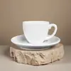 Atacado Porcelana Reforçada de Alta Temperatura Branco Puro Estilo Europeu Xícaras e Pires para Café e Chá com Impressão de Logotipo para Hotéis e Restaurantes, Disponível em Vários Tamanhos e Capacidades