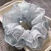 Goma para el pelo de scrunchie con bordado floral beige suave estilo francés para mujer, accesorio de alta gama para moño grande, goma para el pelo