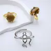 Ajuste de Anel Irregular Vintage Ajustável Banhado a Ouro Acessórios DIY Jade Pérola Pixiu Ajuste de Anel Versátil