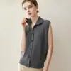 Novo Suéter de Malha Gola Alta 100% Caxemira Outono/Inverno 2026 Cardigan Trançado Cor Sólida Sem Mangas Top Xale
