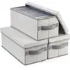 Caixa de Armazenamento para Discos CD/DVD de Mesa com Tampa Cesta para Lanches Caixa Dobrável à Prova de Poeira para Roupa Íntima Caixa Organizadora para Diversos