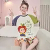 Pijama Infantil, Ropa de Verano Fina de Algodón para Niñas con Aire Acondicionado, Modelo 2026 Conjunto de Dos Piezas Casual de Manga Corta para Casa