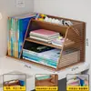 Organizador de arquivos para escritório, porta-canetas de mesa, caixa de armazenamento, estante
