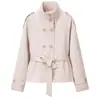 Fabricante de ropa de mujer transfronterizo al por mayor 2026 AliExpress artículo más vendido moda francesa casual gabardina de doble botonadura