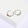 Nueva Joyería Anillo de Cuentas de Esmalte para Mujer Cobre Chapado en Platino Verdadero 14K Multicolor Moda Cuentas Anillo Abierto Ajustable
