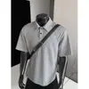 Camisa Polo de Manga Corta con Hombro Recto Estilo Americano Nasa para Hombres y Mujeres, Camisa Versátil de Peso Pesado para Verano con Cuello de Solapa, Camiseta de Manga Media Raglán