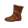 Botas de Motociclista Estilo Retrô Western para Mulheres, Botas de Cano Médio, Estilo Coreano, Fivela, Salto Grosso, Puxar, Botas de Cano Curto