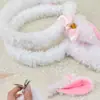 Diadema de Orejas de Cordero de Peluche con Cabeza de Animal para Lavarse la Cara y Maquillaje, Diadema, Tocado al por Mayor, Tocado con Forma de Animal para Halloween