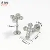 Zeming Acero Inoxidable Trébol de Cuatro Hojas Huazi Fragancia Pendientes de Zirconia para Abuela Lujo Ligero Pendientes de Hélice de Oreja de Gama Alta Pendientes de Nicho