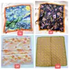 Lenço de Seda Feminino Vintage Versátil Flor de Castanha Faixa de Seda para Cabelo Lenço Fino de Primavera e Verão Prendedor de Cabelo Lenço Quadrado Pequeno