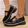 Zapatos de Mocasín Retro de Estilo Nuevo Transfronterizos Europeos y Americanos Talla Grande Estilo Británico Suela Gruesa Primavera y Otoño Punta Redonda Zapatos Pequeños de Cuero Venta al por Mayor Talla Grande