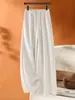 Pantalones de acetato y lana estilo fideo de arroz, engrosados para abrigar en otoño e invierno, de cintura alta, pantalones anchos y fluidos, nuevo estilo 2025, pantalones casuales rectos y holgados