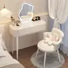 Tocador blanco sencillo para dormitorio, tocador moderno minimalista para apartamento pequeño, tocador de maquillaje calmante estilo wabi-sabi crema de lujo ligero