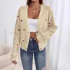 Suéteres de Punto Europeos y Americanos Transfronterizos Moda Femenina Otoño e Invierno Suéter Jacquard de Corazón Rojo con Cuello en V Chaqueta Versátil de Manga Larga para Mujer
