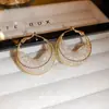 Pendientes de Malla Fina con Diamantes Brillantes de Lujo Ligero para Mujer, Pendientes de Diseño Nicho, Clips para Orejas Circulares, Aros de Malla para Orejas, Pendientes de Alta Gama