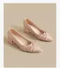 Zapatos de tacón grueso de punta fina y boca poco profunda estilo francés para mujer, Novedad Primavera/Verano 2026 Zapatos Mary Jane de tacón alto elegantes para el trabajo